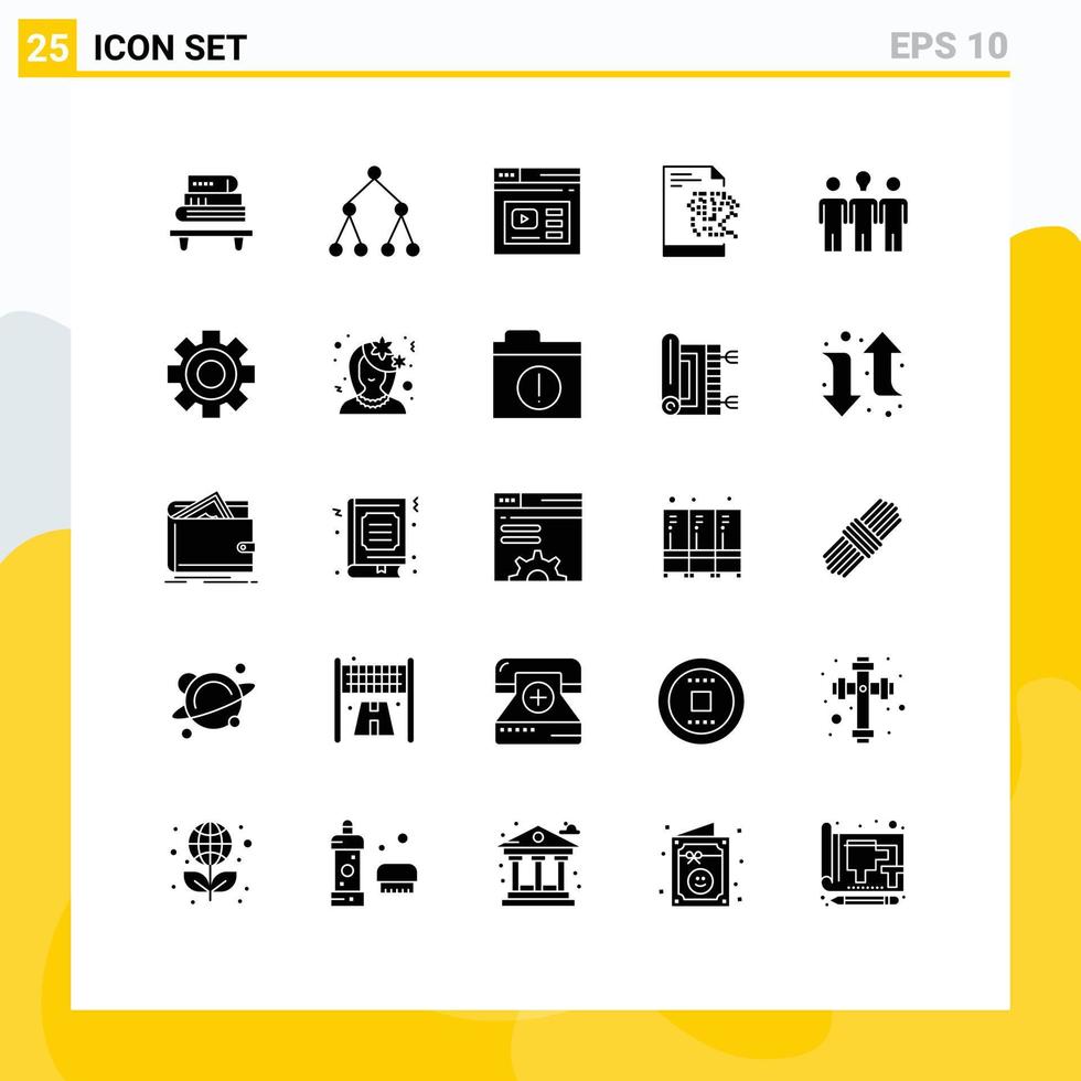 Solid Glyph Pack of 25 Universal Symbols of learning coach page technology file Editable Vector Design Elements