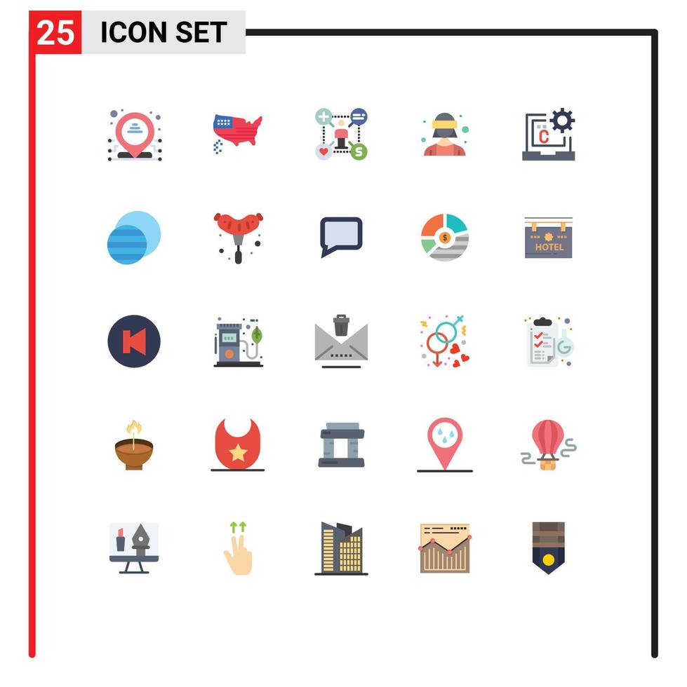 Universal Icon Symbols Group of 25 Modern Flat Colors of code vr glasses talent virtual reality avatar Editable Vector Design Elements