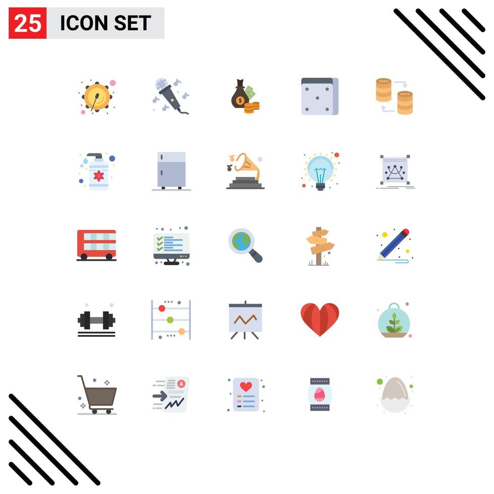 25 Thematic Vector Flat Colors and Editable Symbols of storage server business database dice Editable Vector Design Elements