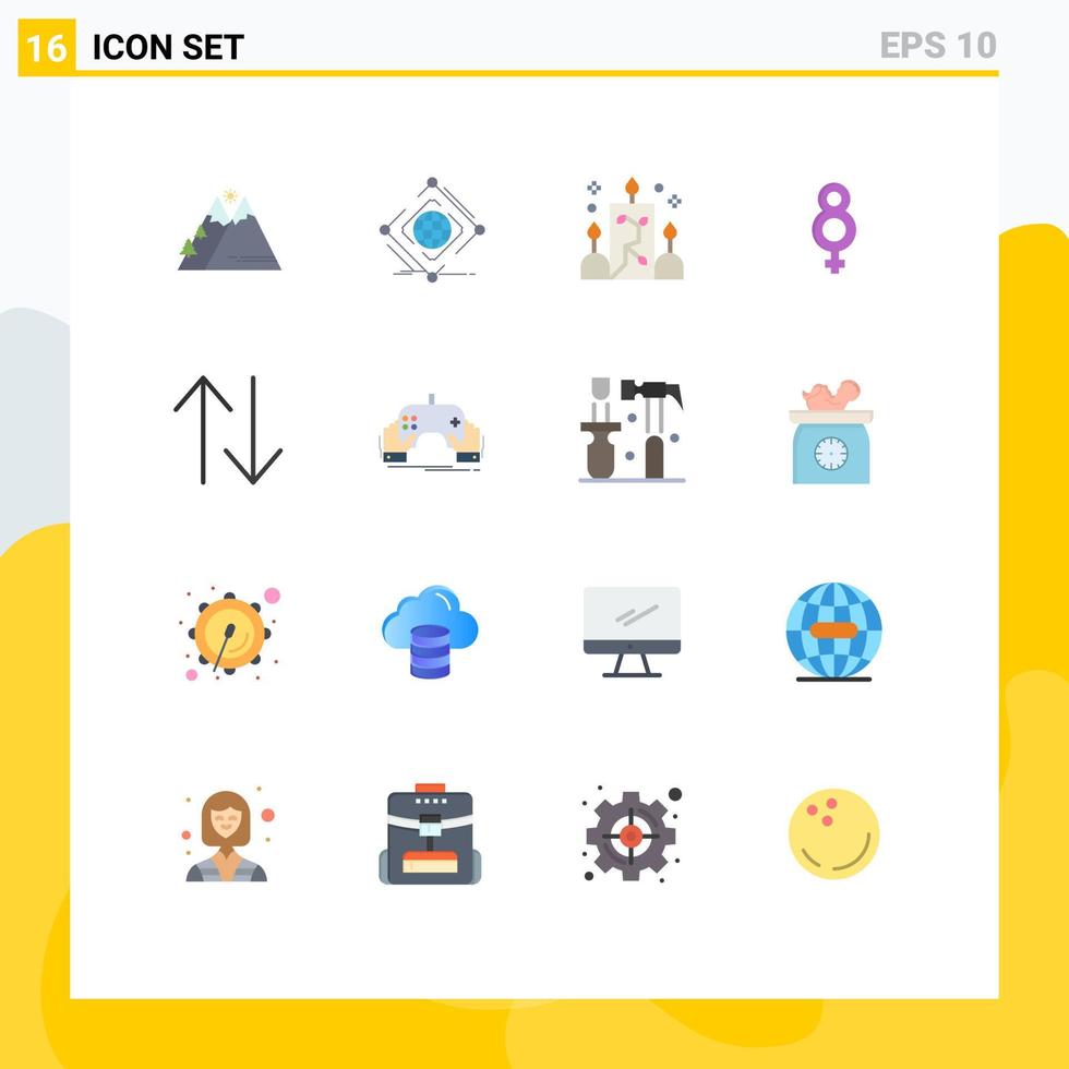 Modern Set of 16 Flat Colors and symbols such as arrow symbol net eight light Editable Pack of Creative Vector Design Elements