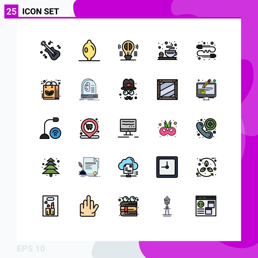 Modern Set of 25 Filled line Flat Colors Pictograph of marketing direct mind communication tea Editable Vector Design Elements