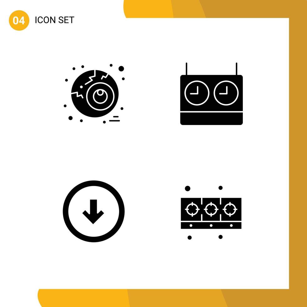 Pack of 4 creative Solid Glyphs of eye user interface chess arrow cooker Editable Vector Design Elements