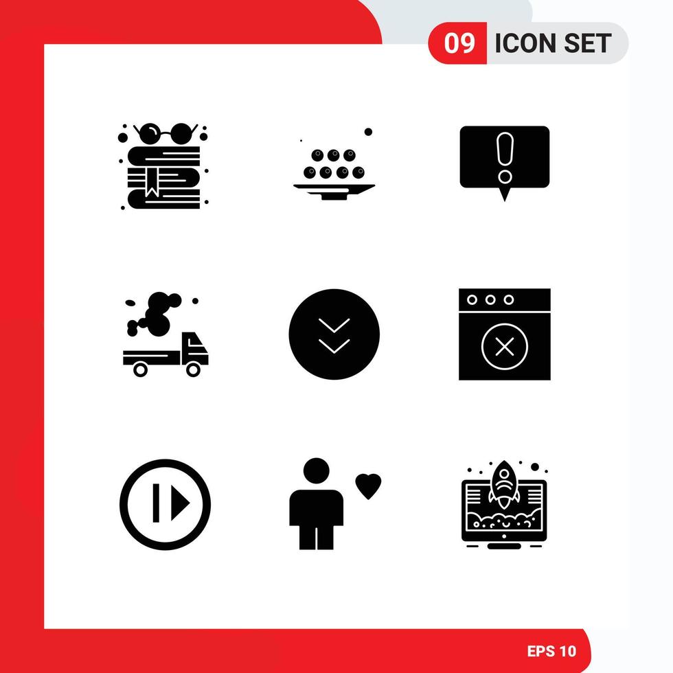 User Interface Pack of 9 Basic Solid Glyphs of arrows gas ramadan emission automobile Editable Vector Design Elements