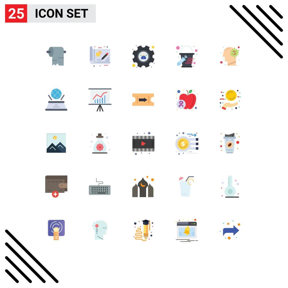 Universal Icon Symbols Group of 25 Modern Flat Colors of virus flu management cold color Editable Vector Design Elements