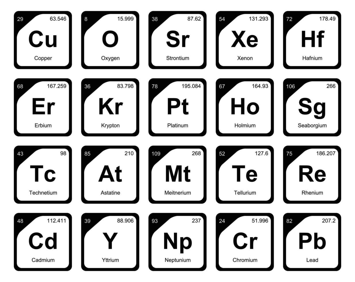 20 Preiodic table of the elements Icon Pack Design vector