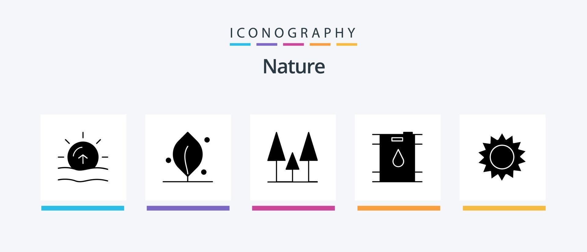paquete de iconos de glifo de naturaleza 5 que incluye. jardín. naturaleza. flor. petróleo. diseño de iconos creativos vector