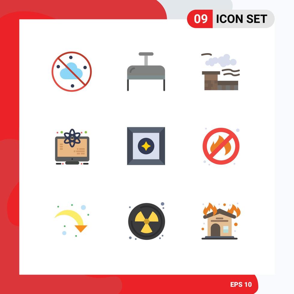 Universal Icon Symbols Group of 9 Modern Flat Colors of no product landscape favorite space Editable Vector Design Elements