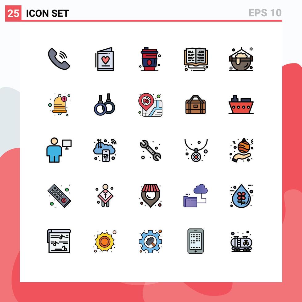 User Interface Pack of 25 Basic Filled line Flat Colors of halloween online study drink online learning library Editable Vector Design Elements
