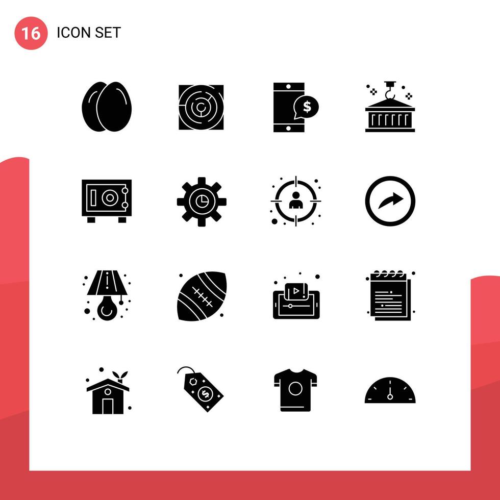 Pictogram Set of 16 Simple Solid Glyphs of deposit logistic mobile container box Editable Vector Design Elements