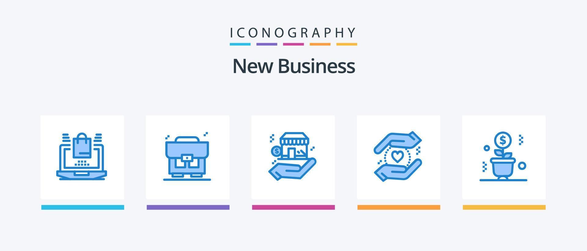 New Business Blue 5 Icon Pack Including pot. money. safe. growing. safe. Creative Icons Design vector