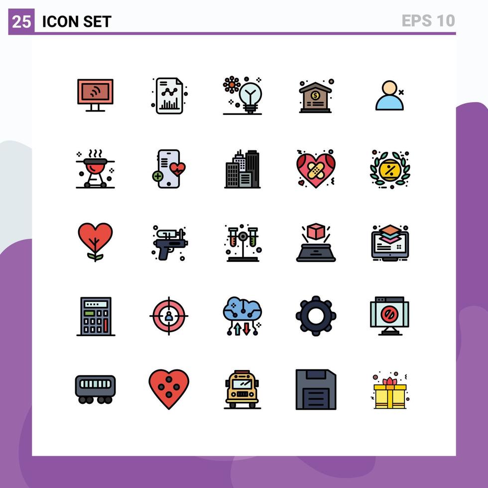 Filled line Flat Color Pack of 25 Universal Symbols of sets discover people creativity hospital medical Editable Vector Design Elements