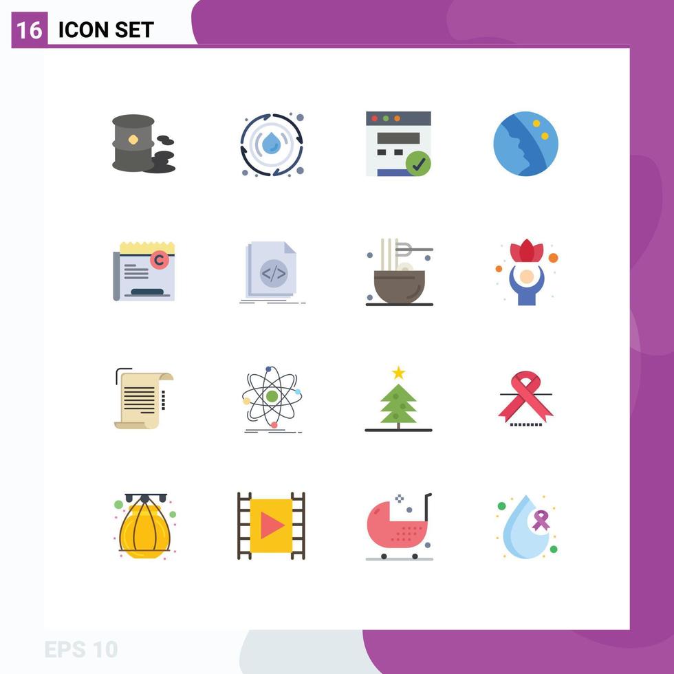 Pack of 16 creative Flat Colors of restriction copy browser skin care dry skin Editable Pack of Creative Vector Design Elements