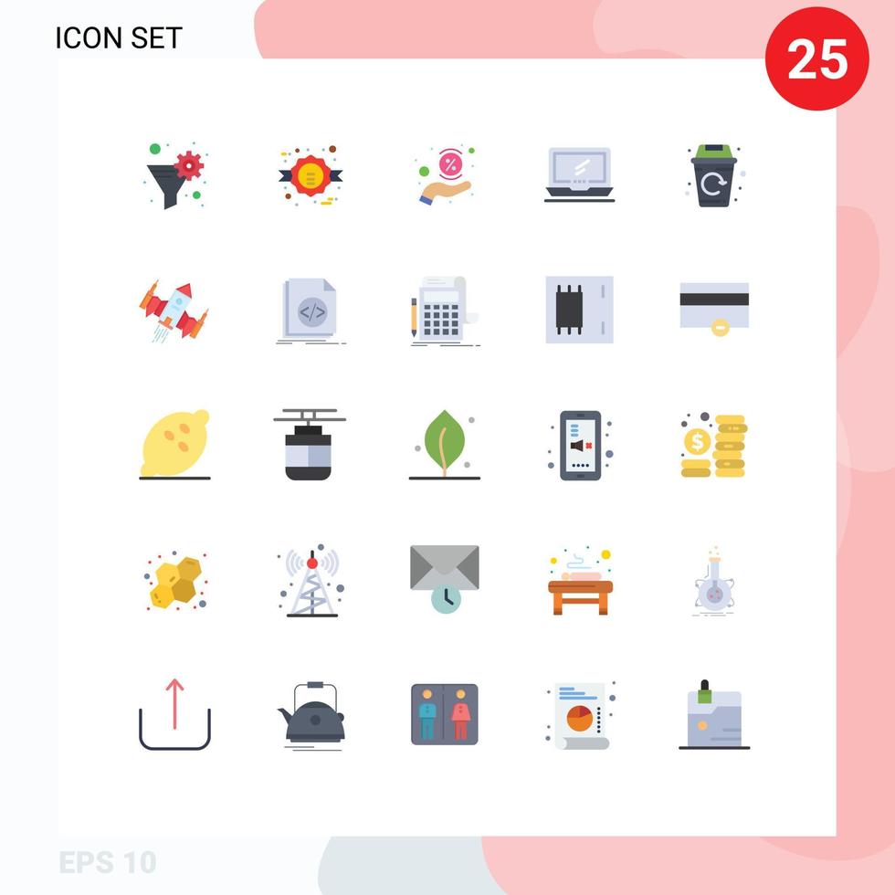 25 User Interface Flat Color Pack of modern Signs and Symbols of city imac discount device computer Editable Vector Design Elements