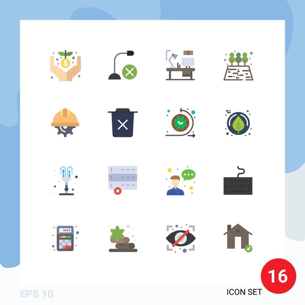 Set of 16 Commercial Flat Colors pack for cap garden microphone agriculture computer Editable Pack of Creative Vector Design Elements
