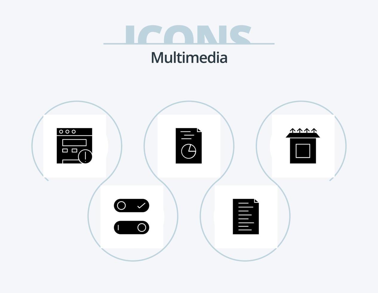 paquete de iconos de glifos multimedia 5 diseño de iconos. . . sitio web. configuración. caja vector