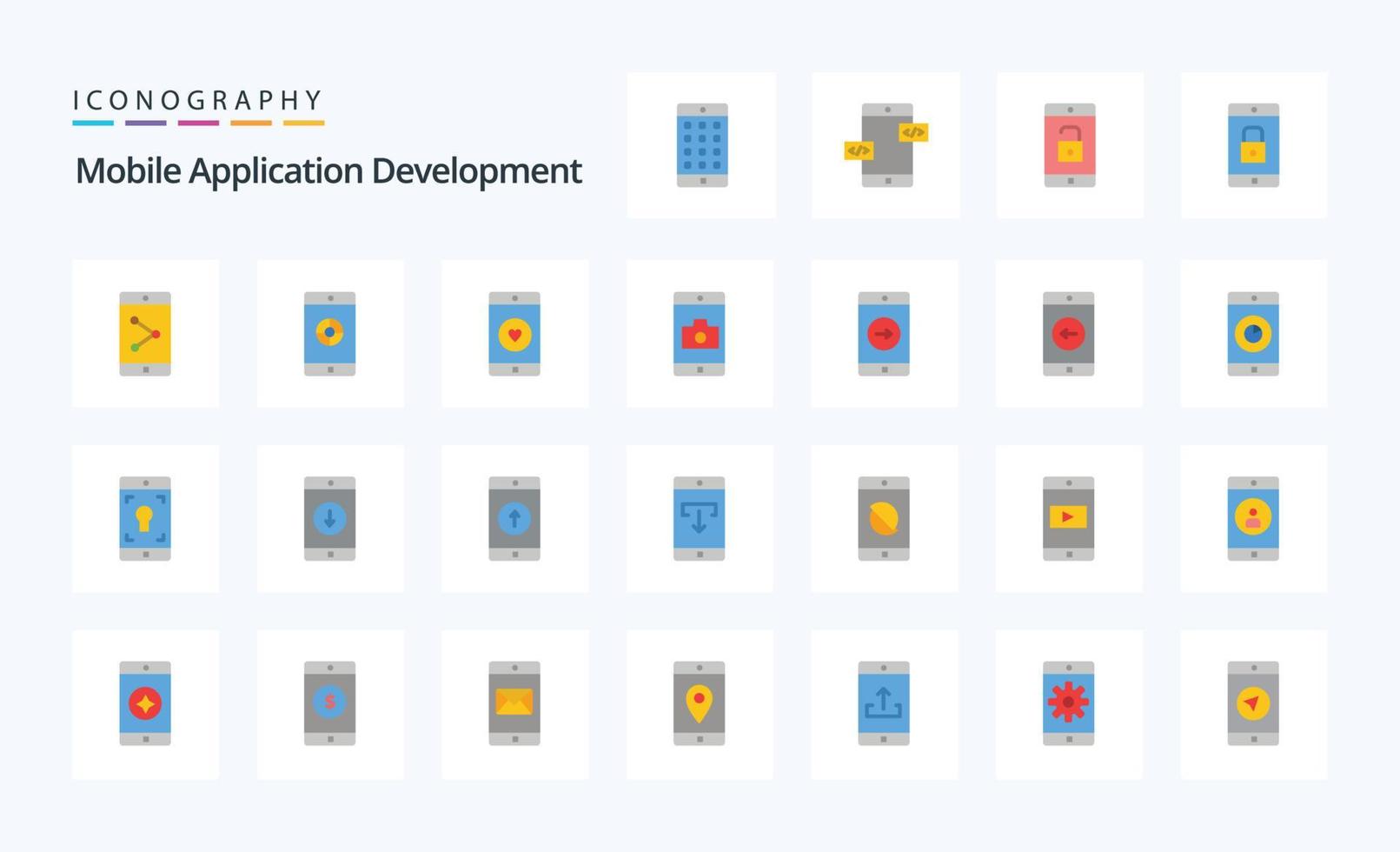 25 Mobile Application Development Flat color icon pack vector