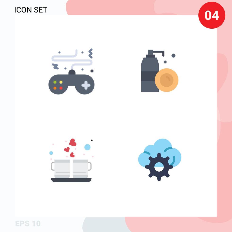 User Interface Pack of 4 Basic Flat Icons of game coffee controller bottle love Editable Vector Design Elements