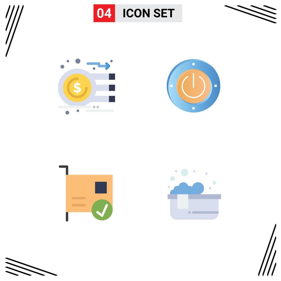 Set of 4 Commercial Flat Icons pack for analysis card graph energy connected Editable Vector Design Elements