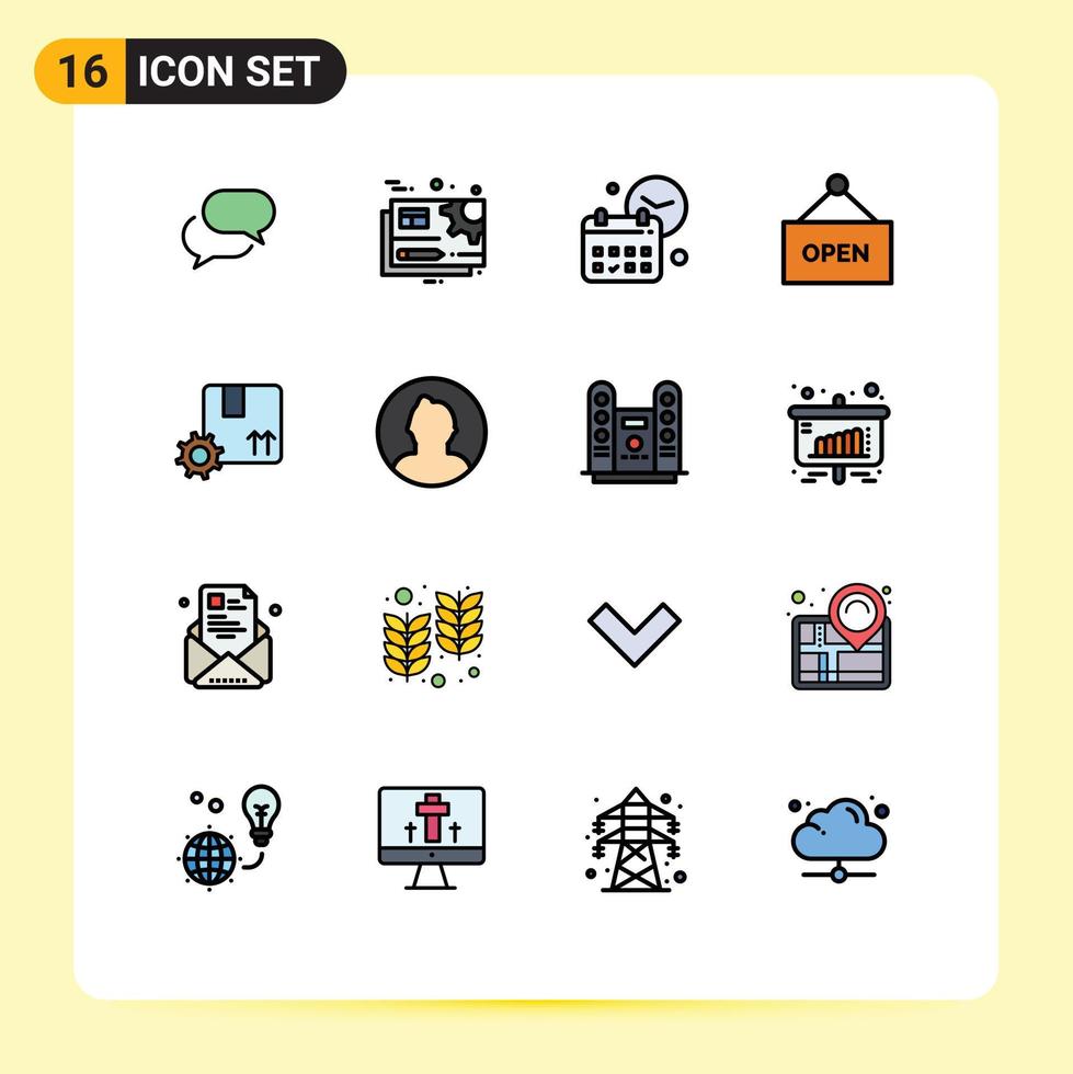 16 Creative Icons Modern Signs and Symbols of branding shop edit open time Editable Creative Vector Design Elements