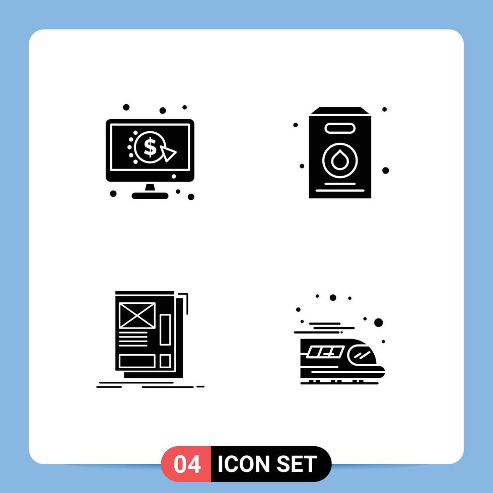 Editable Vector Line Pack of Simple Solid Glyphs of click web ppc supermarket development Editable Vector Design Elements