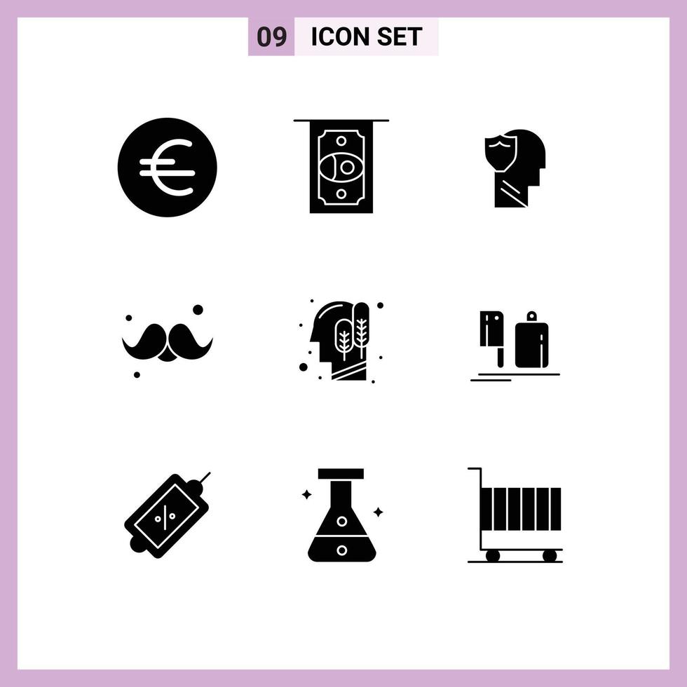 paquete de iconos vectoriales de stock de 9 signos y símbolos de línea para elementos de diseño vectorial editables del día del padre masculino del caballero principal vector