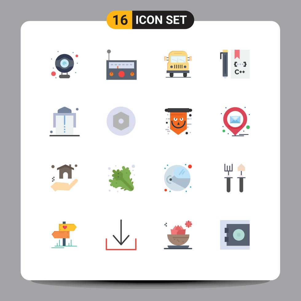 Pictogram Set of 16 Simple Flat Colors of fashion development van develop code Editable Pack of Creative Vector Design Elements