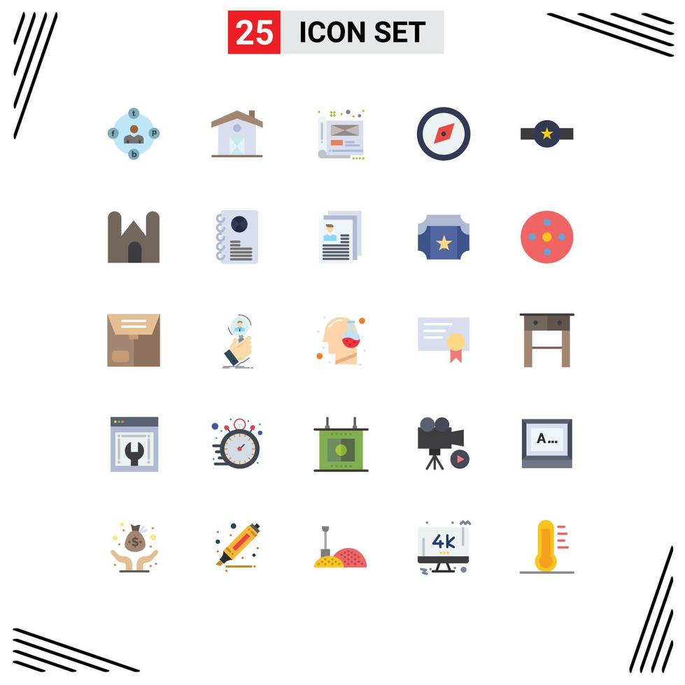 Universal Icon Symbols Group of 25 Modern Flat Colors of insignia gps art direction file Editable Vector Design Elements