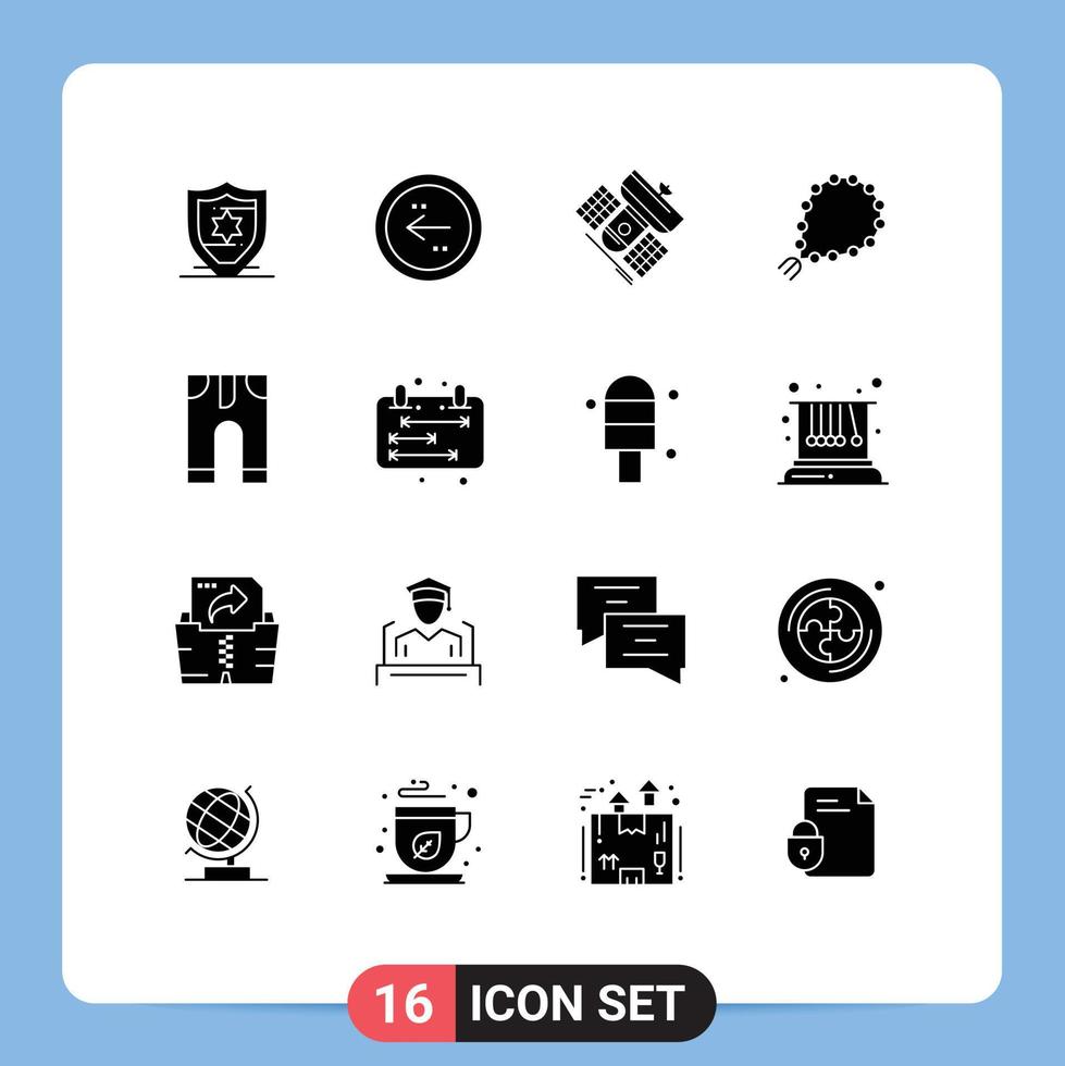 Set of 16 Modern UI Icons Symbols Signs for muslim pray broadcast tasbih telecommunication Editable Vector Design Elements