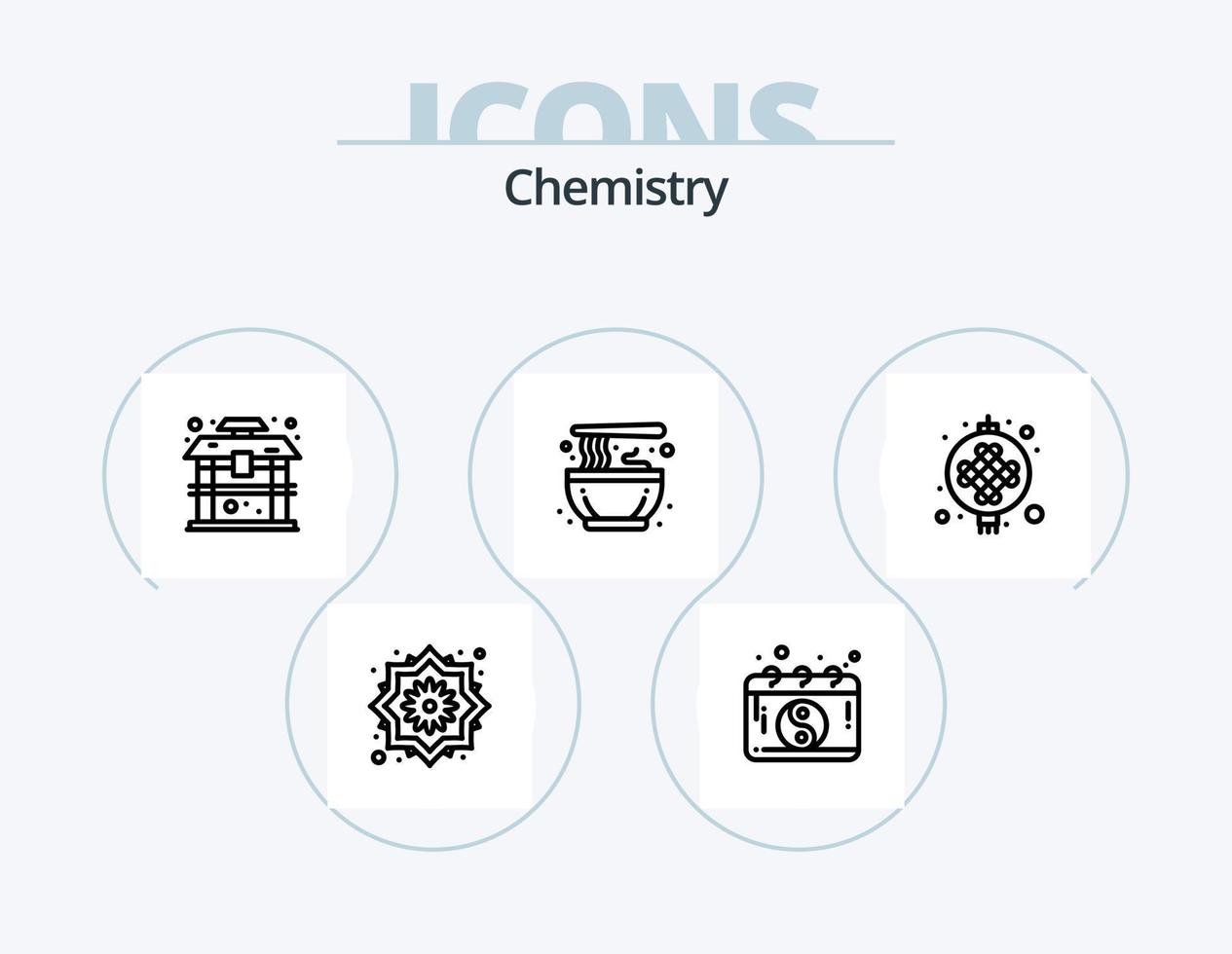 paquete de iconos de línea química 5 diseño de iconos. química. prueba. átomo. imán. estudiar vector