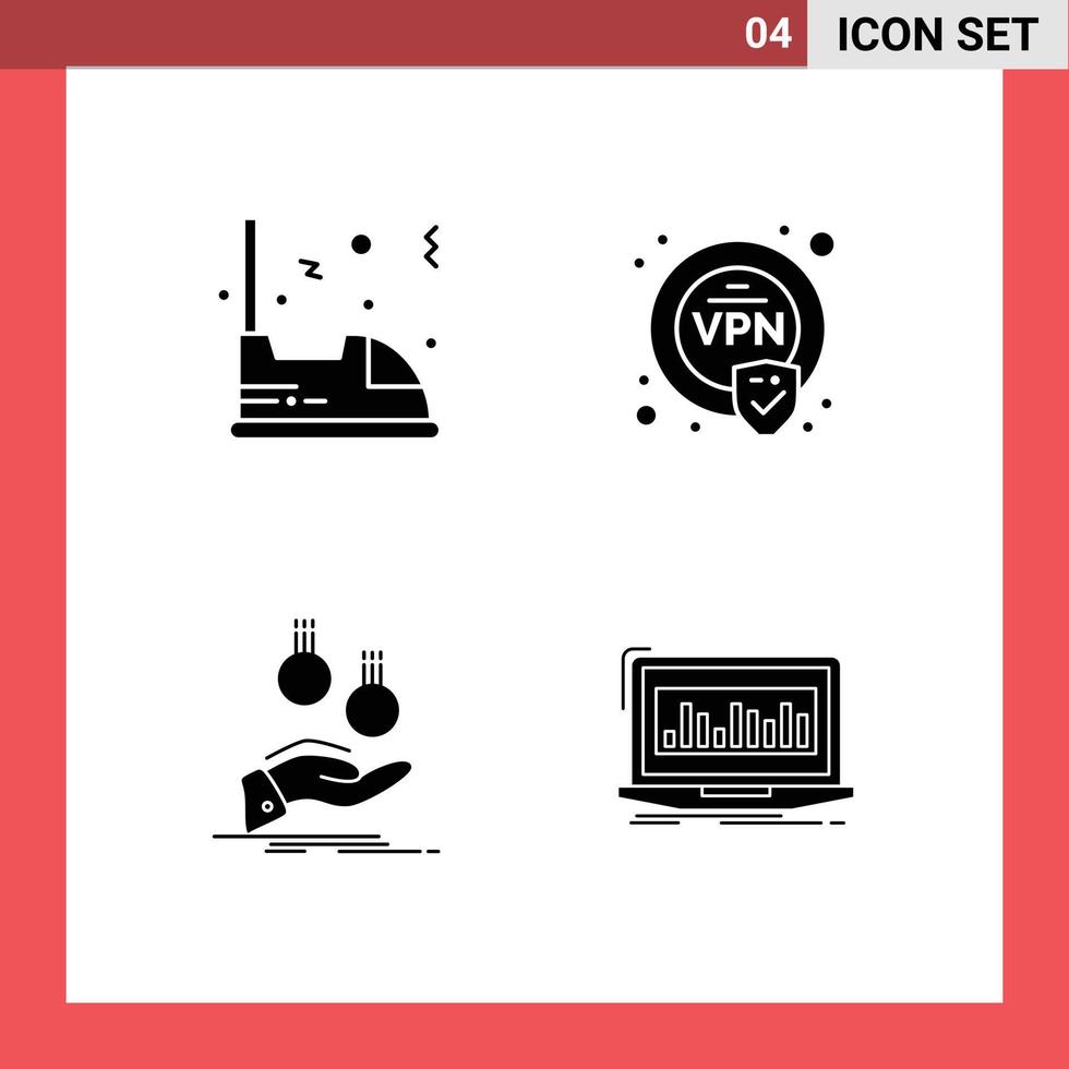 Pictogram Set of 4 Simple Solid Glyphs of electric hand vehicle security payment Editable Vector Design Elements