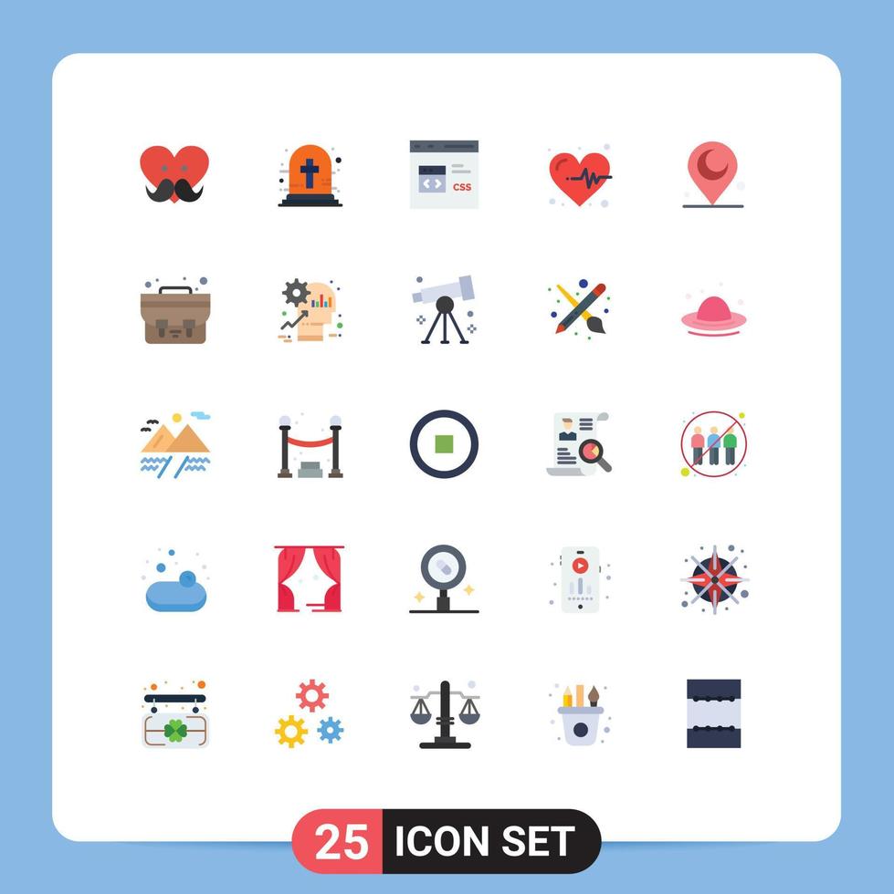 25 Thematic Vector Flat Colors and Editable Symbols of muslim heartbeat code heart development Editable Vector Design Elements