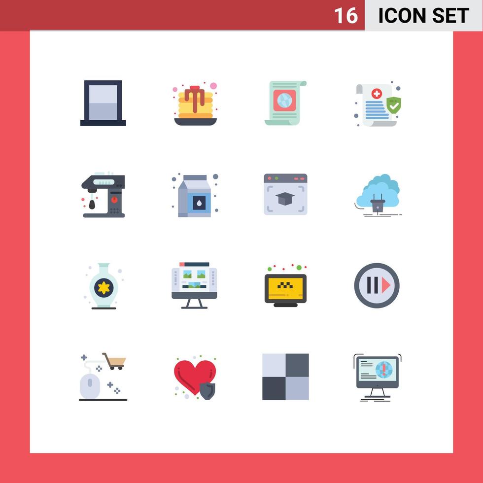 Set of 16 Modern UI Icons Symbols Signs for appliances privacy goal data file Editable Pack of Creative Vector Design Elements