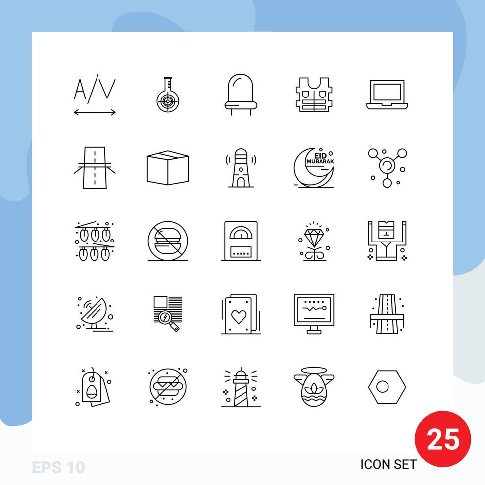 conjunto de 25 iconos modernos de la interfaz de usuario símbolos signos para la construcción elementos de diseño vectorial editables de seguridad para portátiles macbook led vector