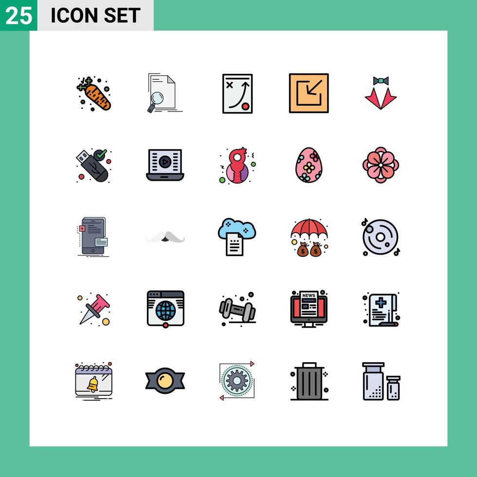 paquete de línea de vector editable de 25 colores planos de línea rellena simple de estrategia de descarga de página de importación de arco elementos de diseño de vector editable