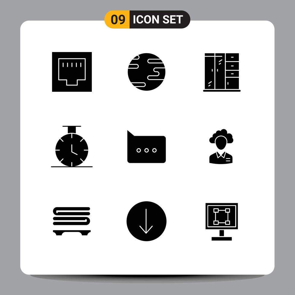 User Interface Pack of 9 Basic Solid Glyphs of management cloud cabinet outsource chat Editable Vector Design Elements