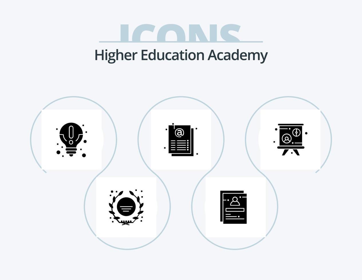 Academy Glyph Icon Pack 5 Icon Design. blackboard. page. user. email. knowledge vector