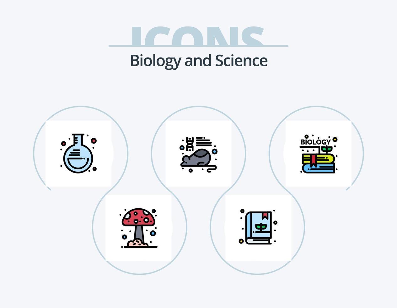 Biology Line Filled Icon Pack 5 Icon Design. biology. science. science. plant. research vector