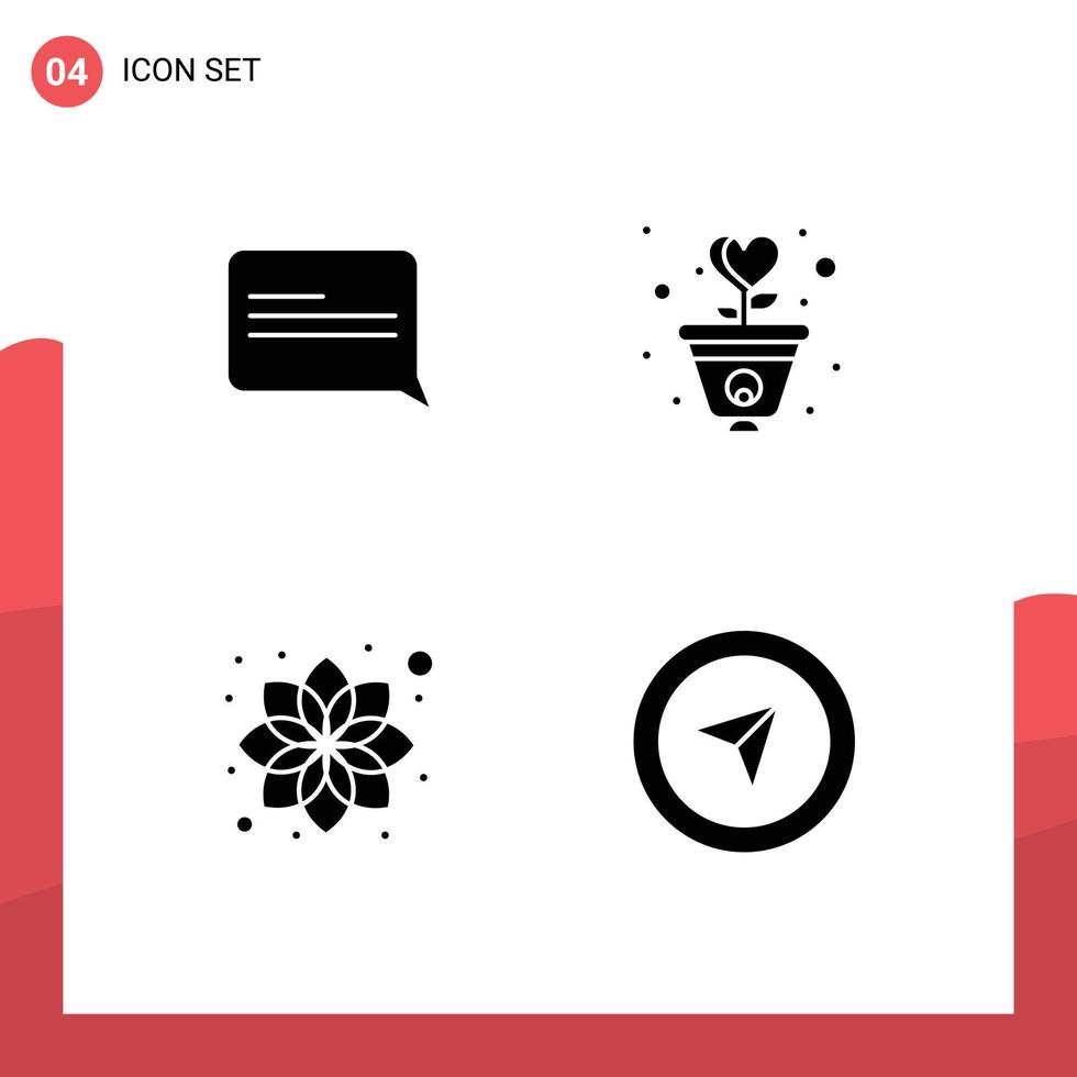 Universal Solid Glyph Signs Symbols of chat flower gratitude heart relax Editable Vector Design Elements