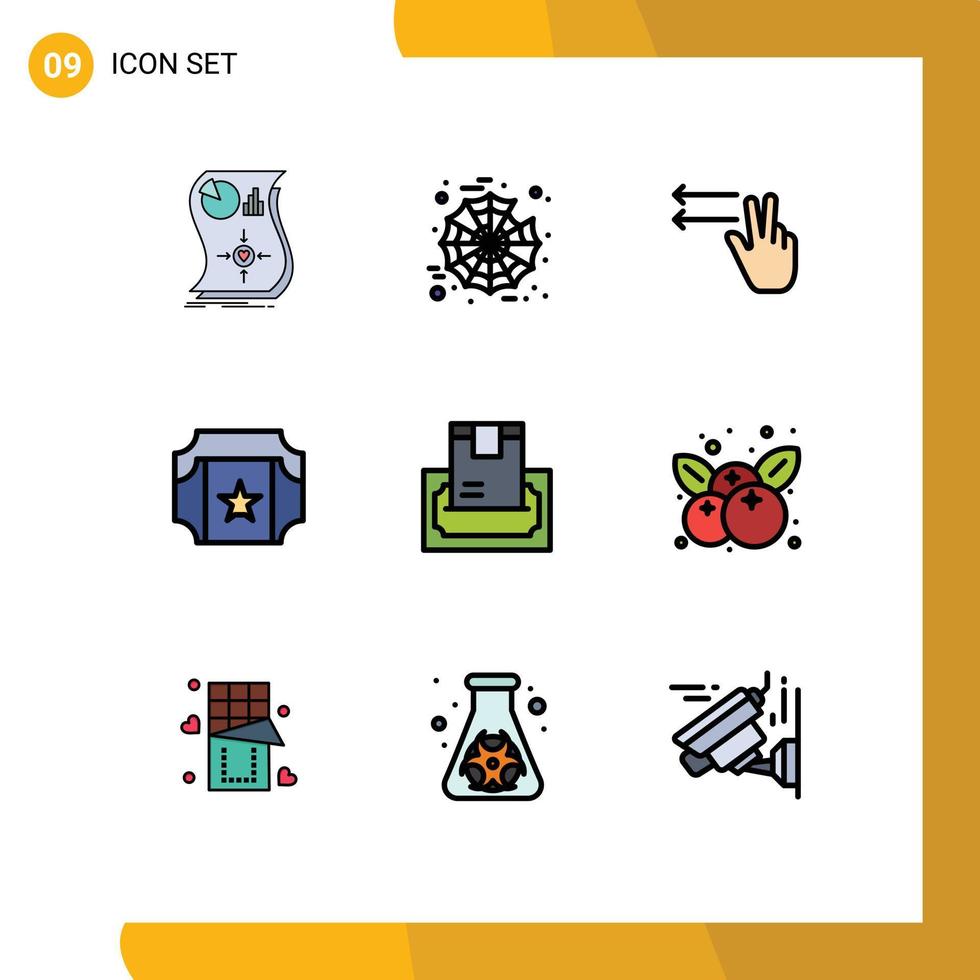 Set of 9 Modern UI Icons Symbols Signs for money cash fingers buy film Editable Vector Design Elements