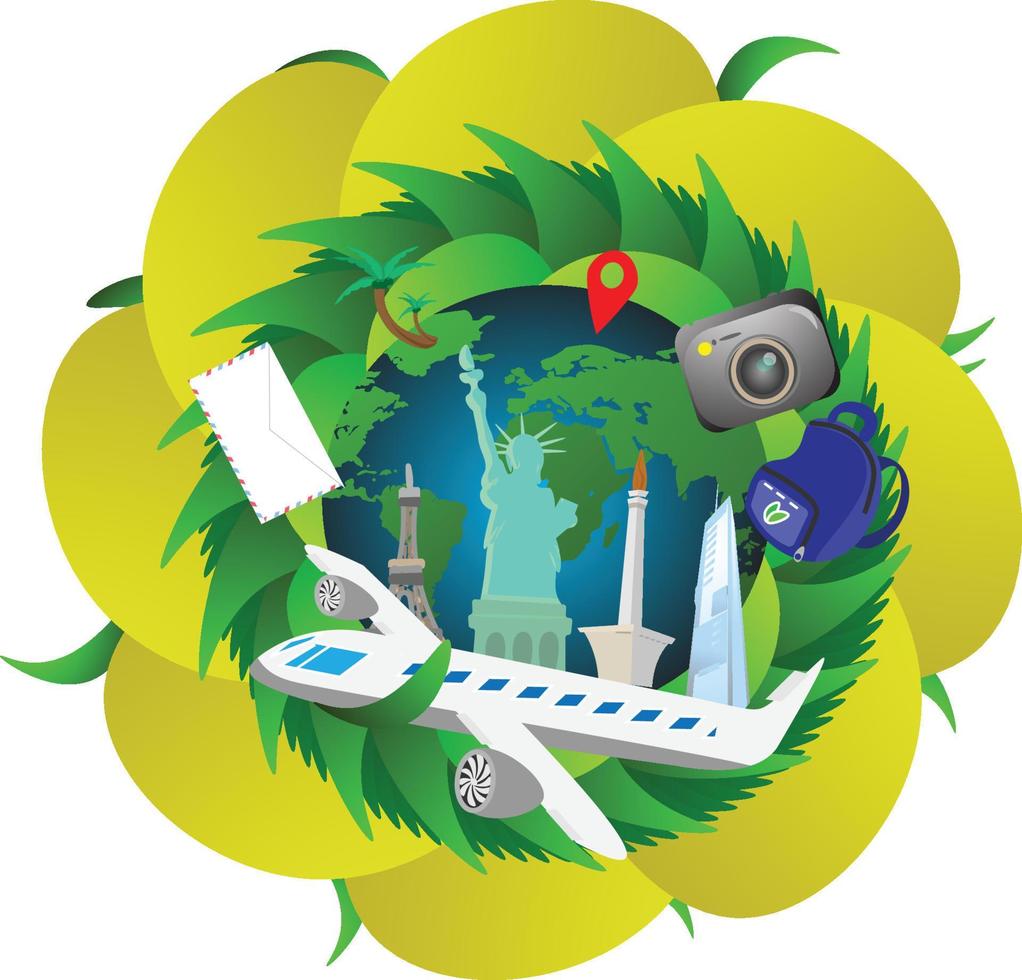 Travel holiday tourism world yellow spot vacation vector