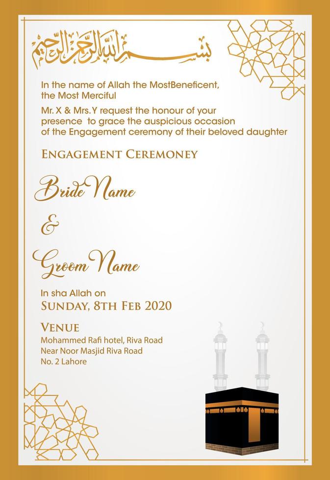 Islamic wedding invitation vector