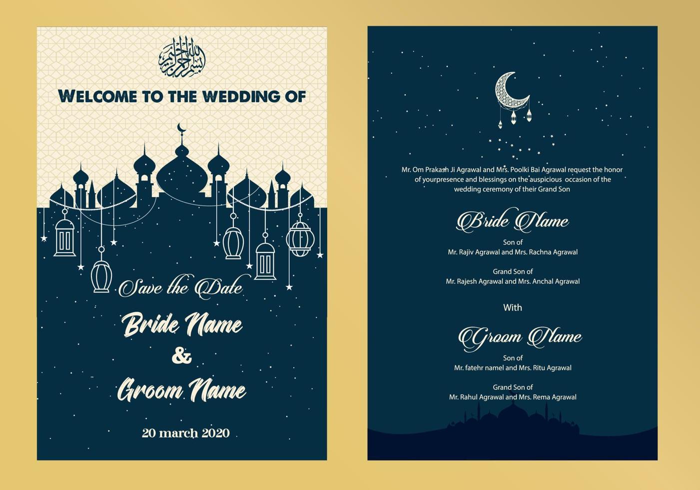 invitación de boda islámica vector