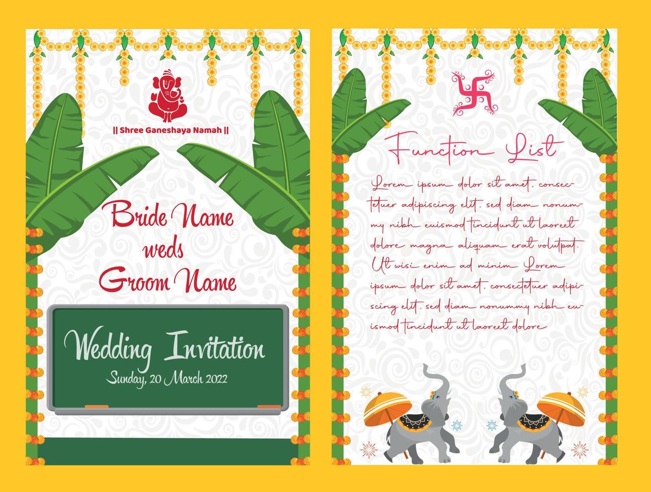 Indian wedding invitation template vector