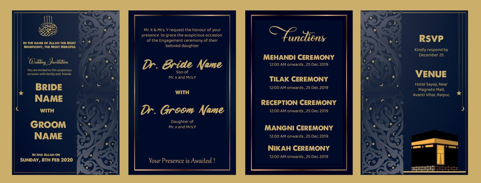 Islamic wedding invitation vector