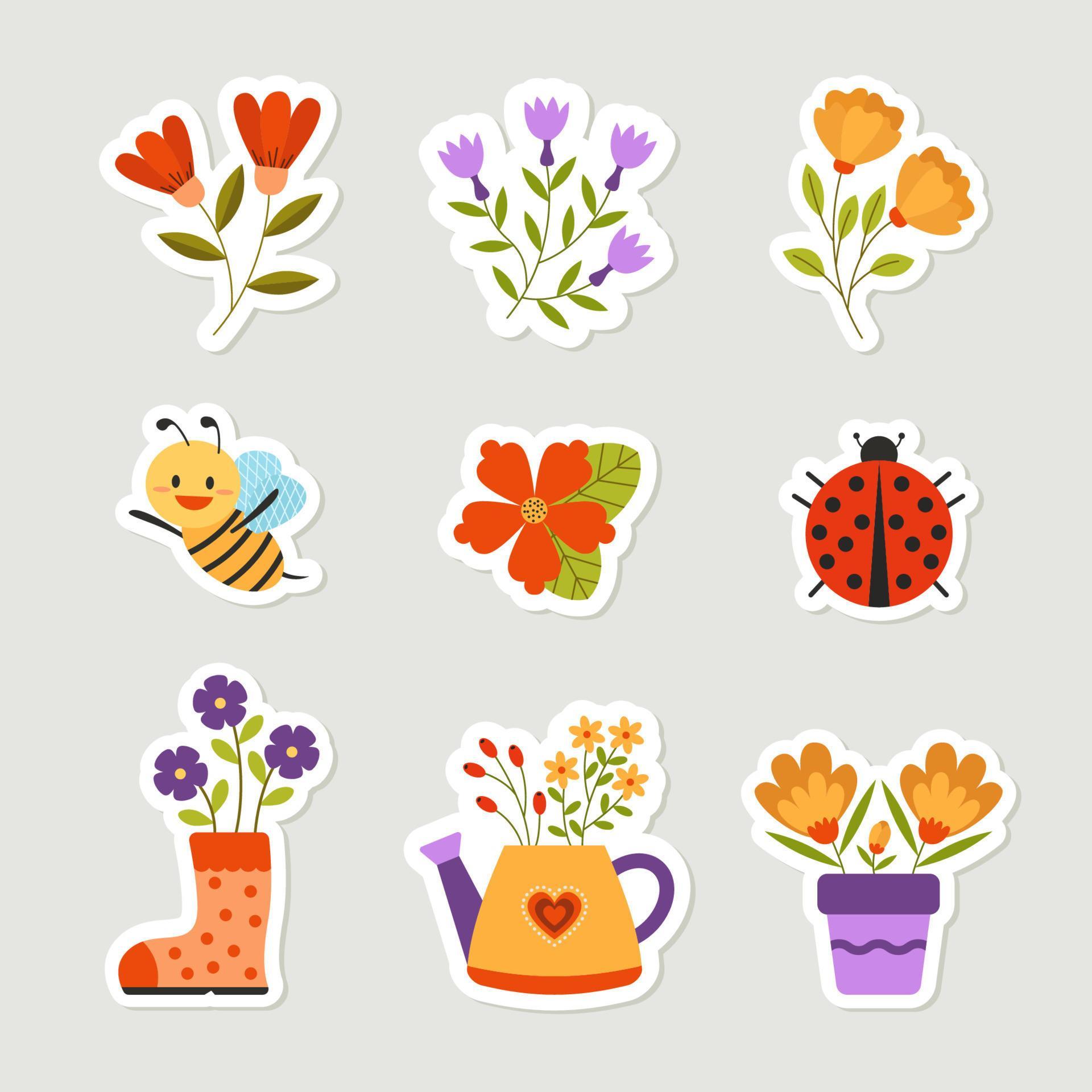 Spring Stickers Set 16995620 Vector Art at Vecteezy