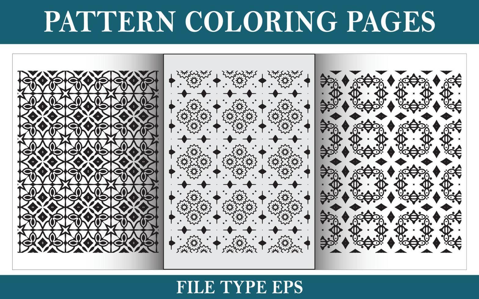 Pattern floral coloring page black and white vector