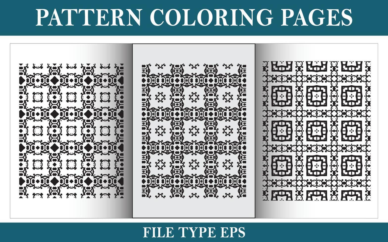 Pattern floral coloring page black and white vector
