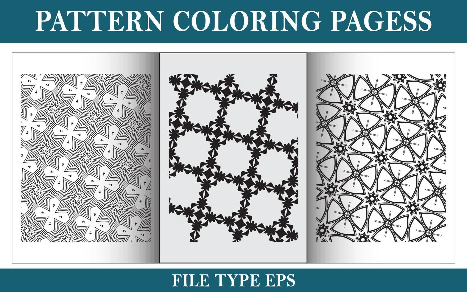 Pattern floral coloring page black and white vector