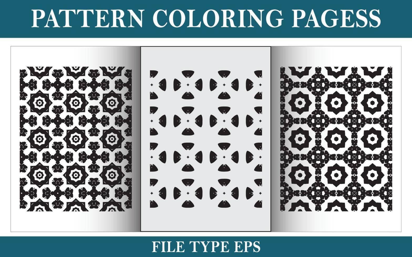 Pattern floral coloring page black and white vector