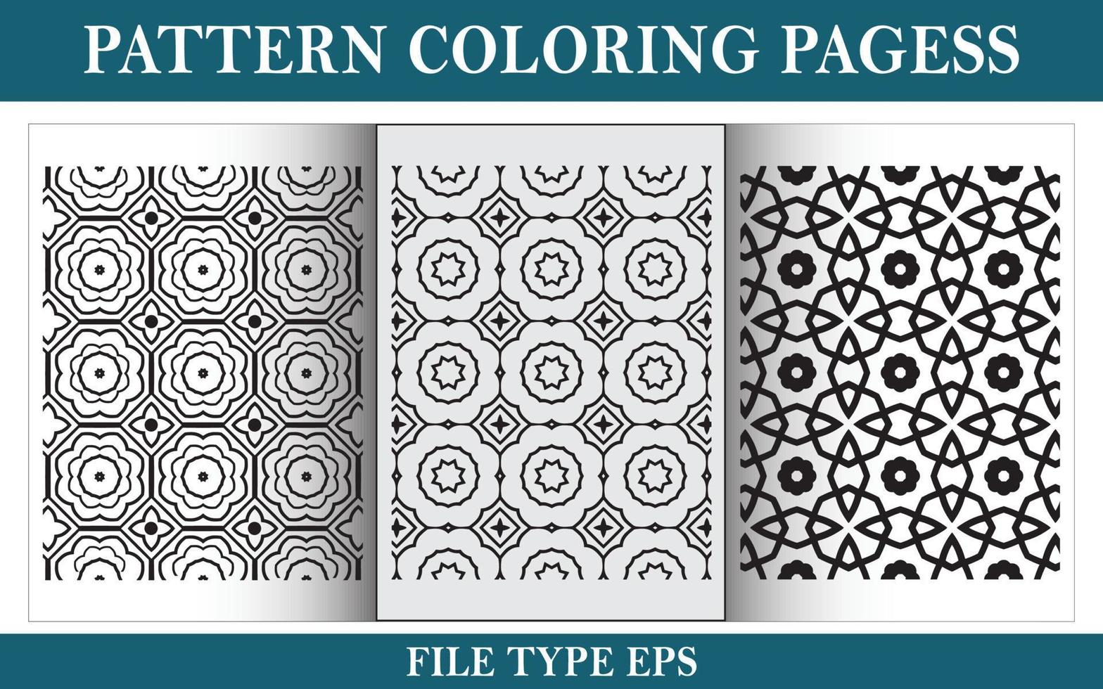 Pattern floral coloring page black and white vector
